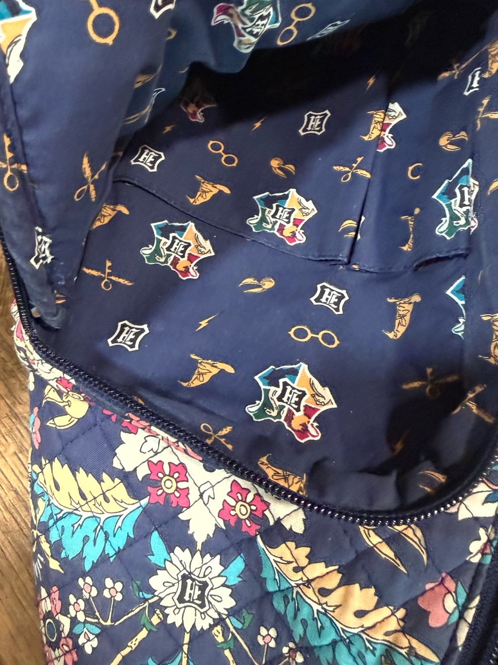 Vera Bradley Navy Floral Quilted Crossbody Sling Bag - Picture 14 of 15